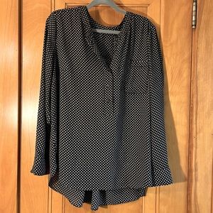 Lane Bryant Long-Sleeved Black w/ Tan Pattern Blouse SZ 18